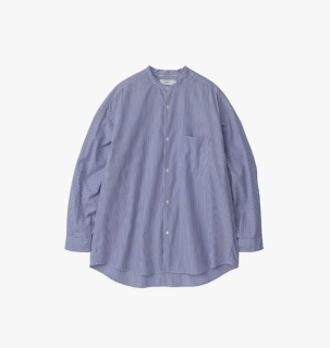 【Graphpaper】Broad L/S Oversized Band Collar STRIPE Shirt