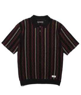 <img class='new_mark_img1' src='https://img.shop-pro.jp/img/new/icons8.gif' style='border:none;display:inline;margin:0px;padding:0px;width:auto;' />WACKO MARIASTRIPED JACQUARD SUMMER KNIT POLO SHIRT