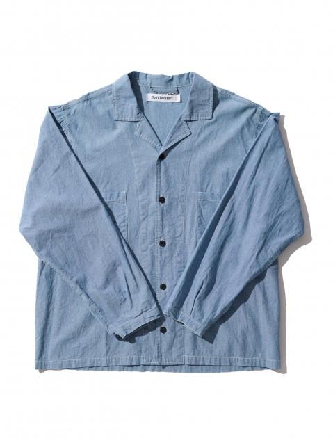 SandWaterrRESEARCHED OPEN COLLER SHIRT / COTTON CHAMBRAY