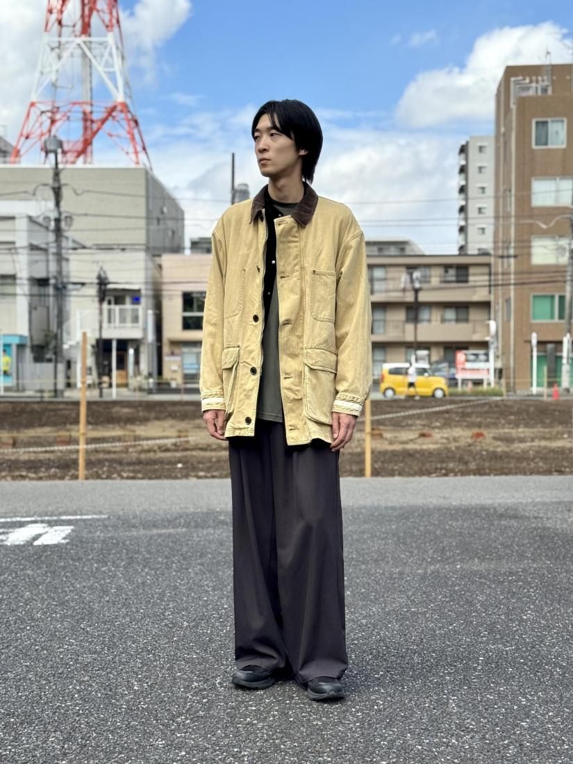 YOKE】Wool Washer Twill 2pleated Wide-leg Easy Trousers