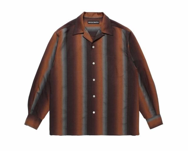 <img class='new_mark_img1' src='https://img.shop-pro.jp/img/new/icons8.gif' style='border:none;display:inline;margin:0px;padding:0px;width:auto;' />WACKO MARIAOMBRE STRIPED OPEN COLLAR SHIRT L/S