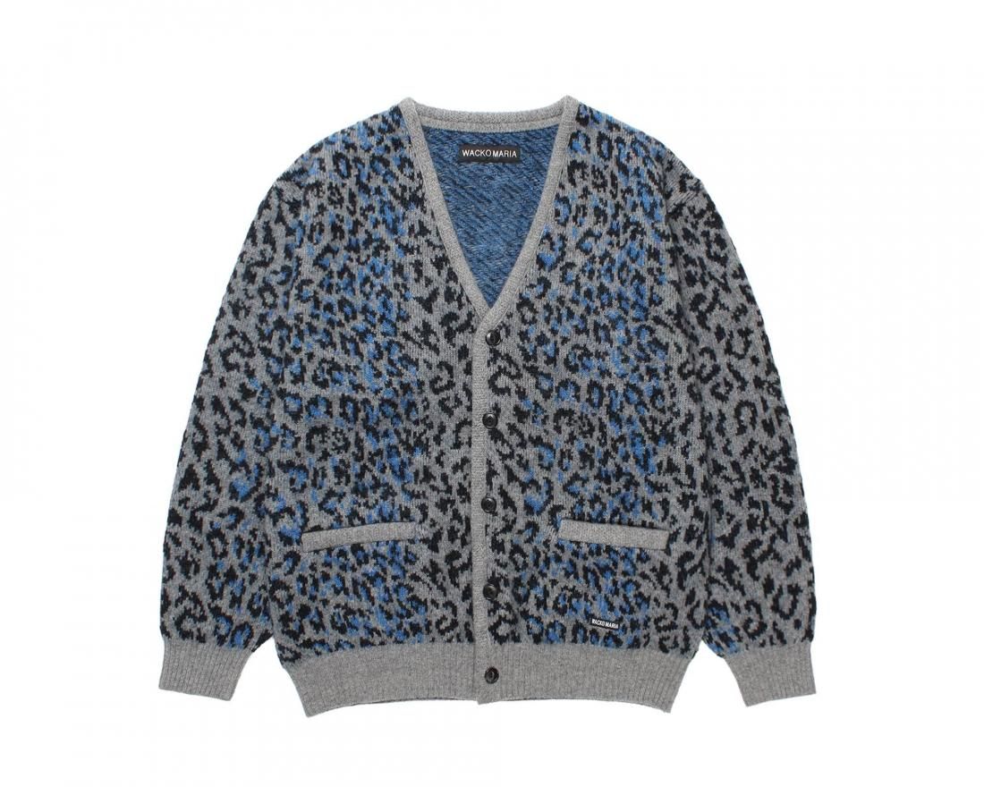 ワコマリア レオパードジャガードニット　ネイビー WACKO MARIA/ワコマリア/LEOPARD KNIT JACQUARD SWEATER/レオパード