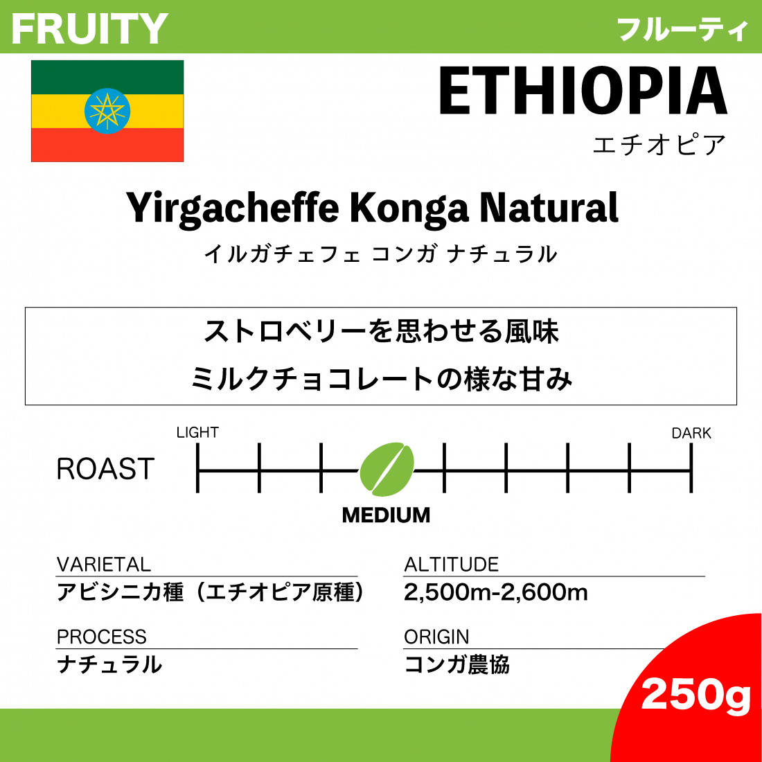 250g】エチオピア イルガチェフェ コンガ ナチュラル MICRO-LADY COFFEE STAND