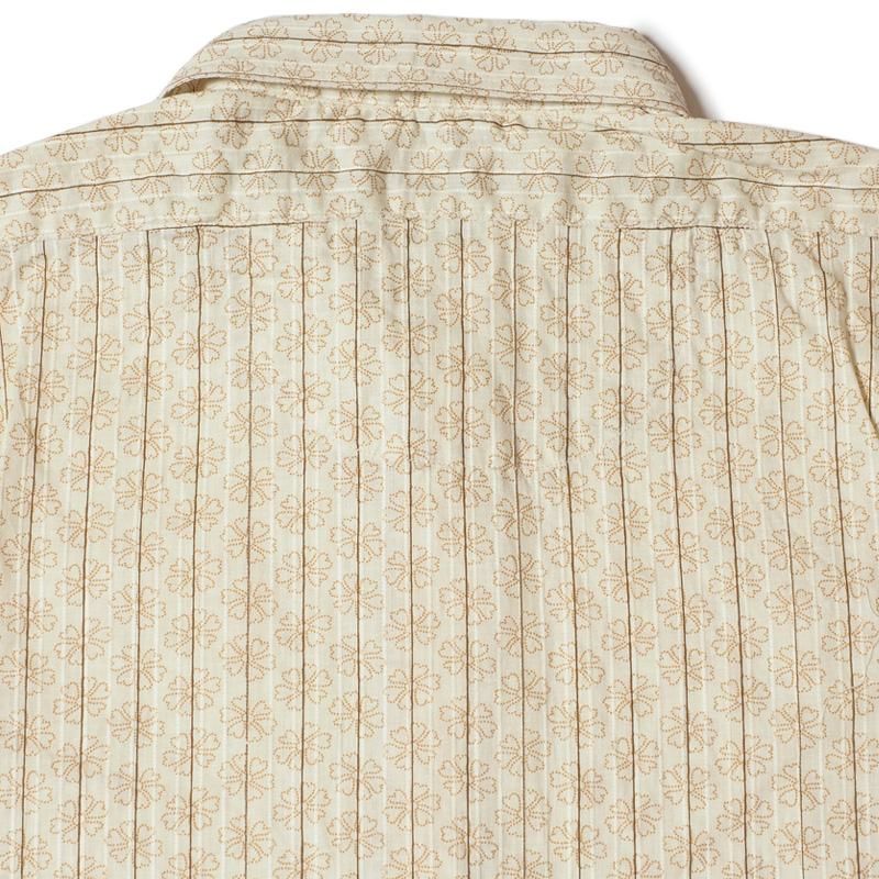 ウエアハウス ジョングラッコー 長袖 フラワー ストライプ シャツ ホワイト ウエアハウス ジョングラッコー 長袖 フラワー ストライプ