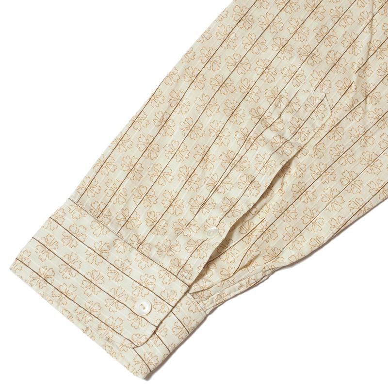 ウエアハウス ジョングラッコー 長袖 フラワー ストライプ シャツ ホワイト ウエアハウス ジョングラッコー 長袖 フラワー ストライプ