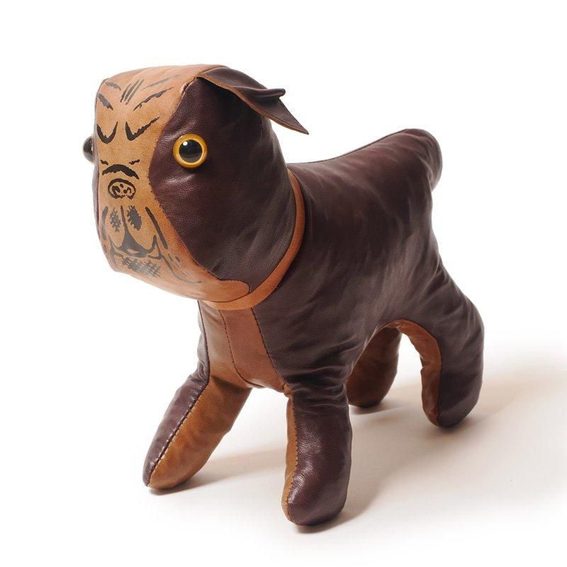 ヴィンテージ イギリス製 レザー ブルドッグ ぬいぐるみ