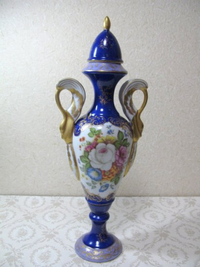 即納！ 美品 イタリア製 花飾 お洒落な西洋花瓶 花器 37cm 陶磁器 