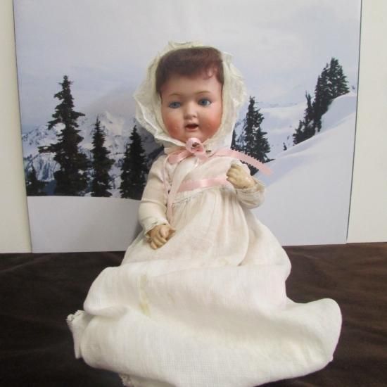 アンティークドール　35cm 可愛い赤ちゃん　ベビー　素敵なドレスとボンネット アンティークドール35cm 可愛い赤ちゃんベビー素敵なドレスと