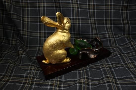 即納！美品 24K 金 置物 オブジェ 兎 うさぎ シンガポール RISIS