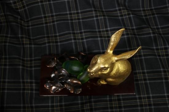 即納！美品 24K 金 置物 オブジェ 兎 うさぎ シンガポール RISIS