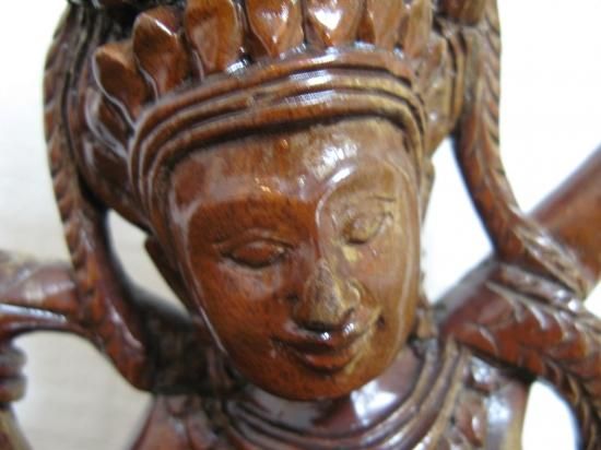 即納！中古 置物 木彫 カンボジア アプサラダンス 踊り 29cm