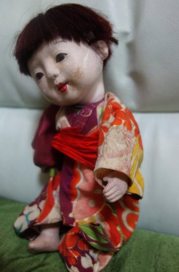 市松人形　着せ替え人形　三つ折れ  日本人形　アンティーク　ビスクドール　縮緬