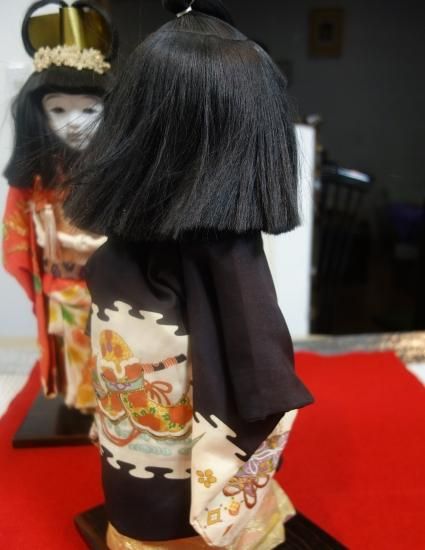 即納！市松人形 2体セット 男の子と女の子 縮緬着物 前原一菊作