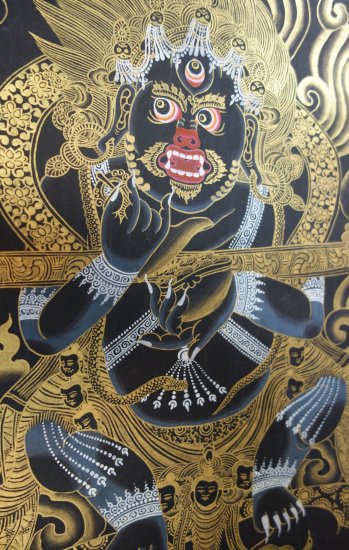即納！新品 ネパール 仏教美術 肉筆のMAHAKALA（大黒天）摩訶迦羅の 