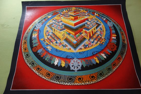 即納！新品 ネパールの仏画 立体的に見える3Dタンカ 曼荼羅 48×42 手描 ...