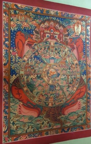 即納！新品 ネパールの仏画 タンカ The wheel of life Ⅴ