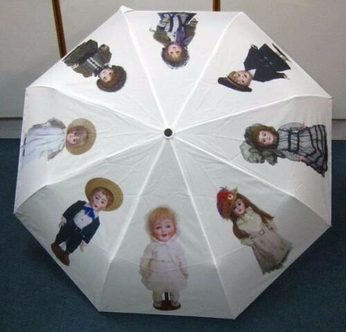 即納！アンティークドールデザインの折り畳み傘 ビスクドール