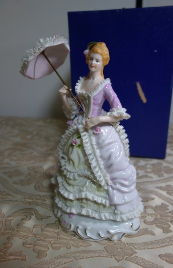 即納！陶製置物 傘を持つ貴婦人 西洋風陶器人形 KATOKOGEI 加藤工芸 