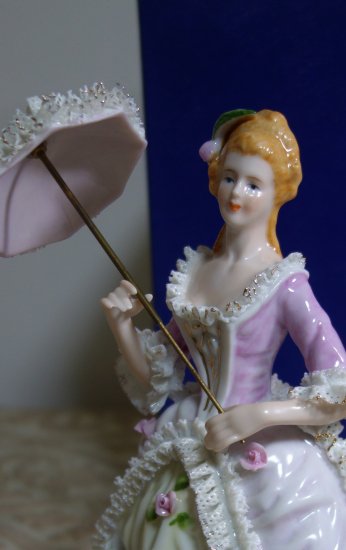 即納！陶製置物 傘を持つ貴婦人 西洋風陶器人形 KATOKOGEI 加藤工芸 
