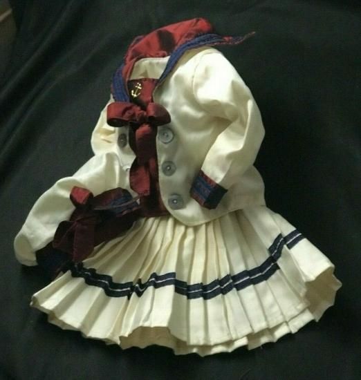 即納 送料198円 ビスクドール用セーラードレス 53 56cm人形用 アンティークとヴィンテージの生地 イギリス専門工房 3ピースのガールドール用 ドレスセット ビスクドール アンティークの通販店舗 ワールドドール