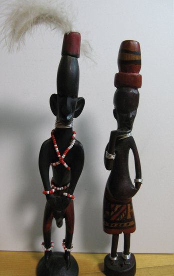 即納！アフリカ プリミティブアート ケニア ペア お土産 置物 木彫り