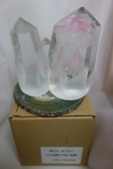 即納！海月（くらげ）のオブジェ 水晶モデル 水晶型3本組（紅