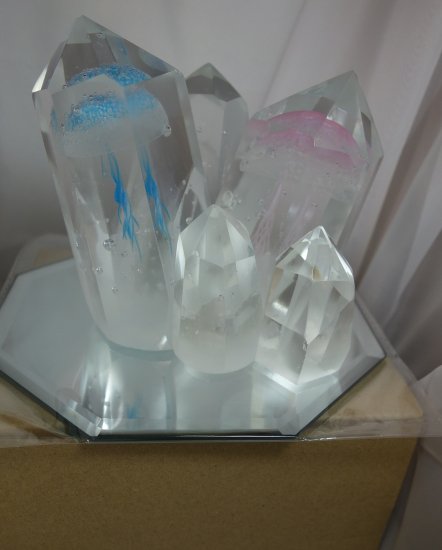 即納！海月（くらげ）のオブジェ 水晶モデル 水晶型5本組 「とても静か 