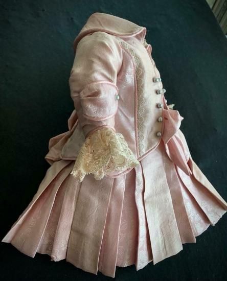ビスク製アンティークドール ピンクドレス 即納！【送料198円】ビスクドール用ドレス 50cmの人形用 ピンク