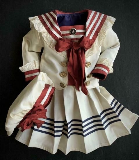ビスクドール用セーラードレス 48cm人形用 アンティークとヴィンテージ