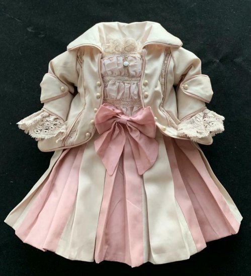 ビスクドール用ドレス 50cmの人形用 ピンク/ベージュ アンティーク