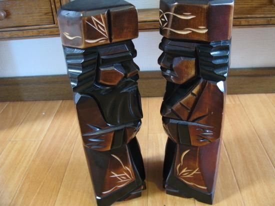 即納！【AINU ART】アイヌ夫婦 木彫エカシ衆長ニポポ 木彫 人形