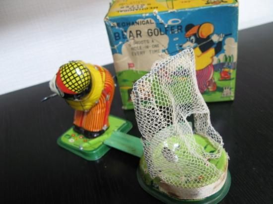 即納！[日本製] 当時物 TPS トープレ 熊のゴルファー MECHANICAL BEAR GOLFER | ブリキ/JAPAN オリジナル箱付　クマ　 ゴルフ - ビスクドール | アンティークの通販店舗【ワールドドール】