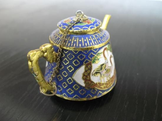 即納！中国ミニチュア 七宝焼 茶器セット 工芸品 花鳥文