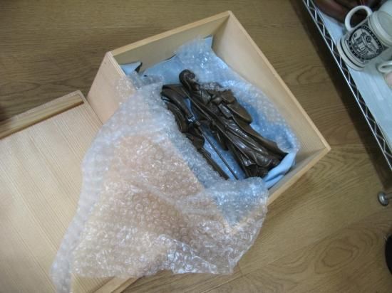 即納！唐銅 高砂像 24cm 純銅製 縁起置物 山形鋳物 人形 木箱付