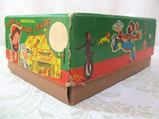 即納！ 完動品 1950年代トープレ製 スケートするピエロ ブリキ