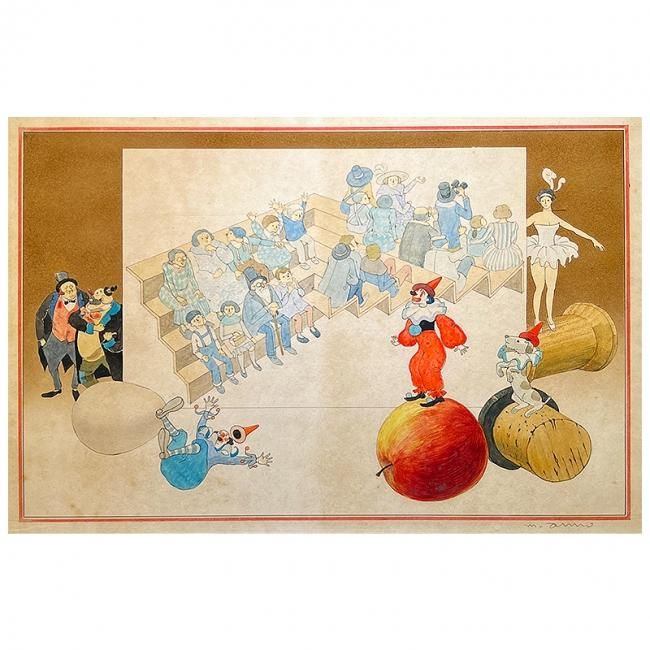 安野光雅 版画「ピカデリーサーカス」（ロンドン）