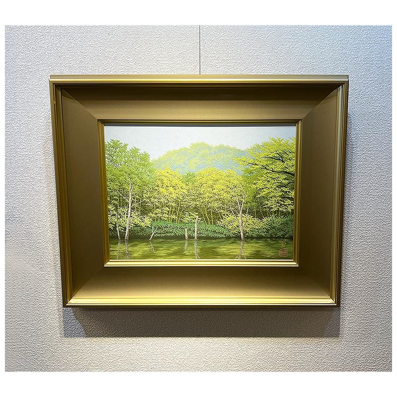 原宏之、【朝霧】、希少な額装用画集より、新品額装付、状態良好 Gallery Gen-so-ka 原宏之『新緑の湖畔』日本画など全品卸値特価 絵画