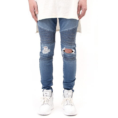 ONEFOUREIGHT(ワンフォーエイト)商品ページ - Labish Biker Skinny Crush Denim -  BlilliantBlue - VENTURER(ベンチュラー)