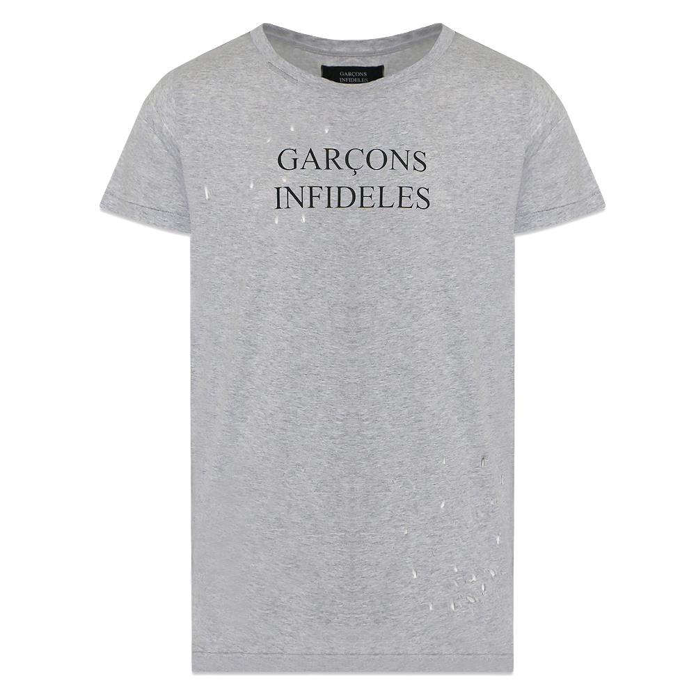 GARCONS INFIDELES(ギャルソンインフィデレス)商品ページ - Classic Logo Tee with Holes - Gray -  VENTURER(ベンチュラー)