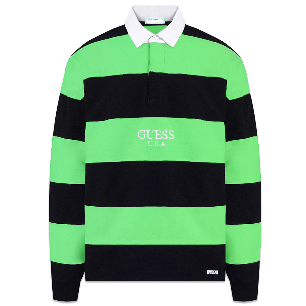 GUESS GREEN LABEL(ゲス グリーン レーベル)商品ページ - Guess USA Lime Rugby Shirt - Lime  Green x Black - VENTURER(ベンチュラー)