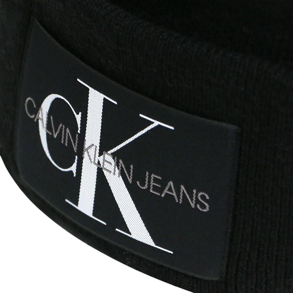 Calvin Klein Jeans monogram logo beanie in black