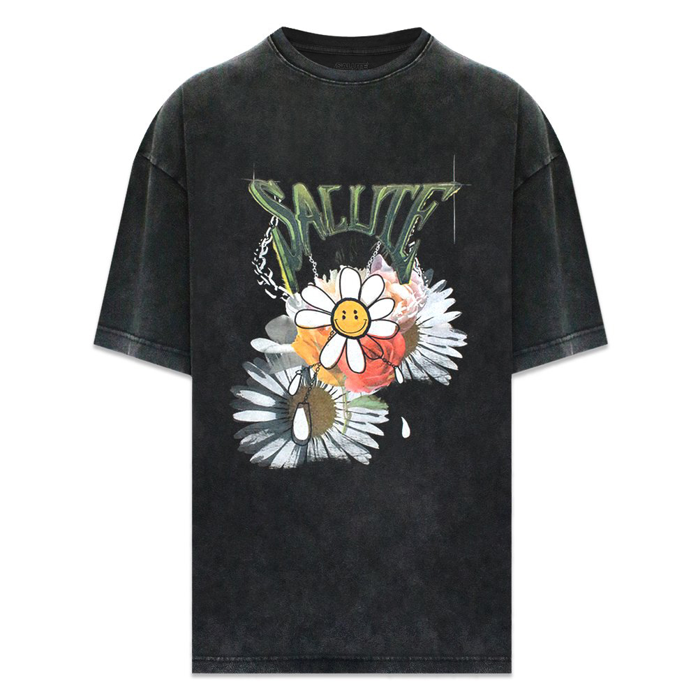 SALUTE(サルーテ)商品ページ - Flower Anarchy Tee - Washed-Black 