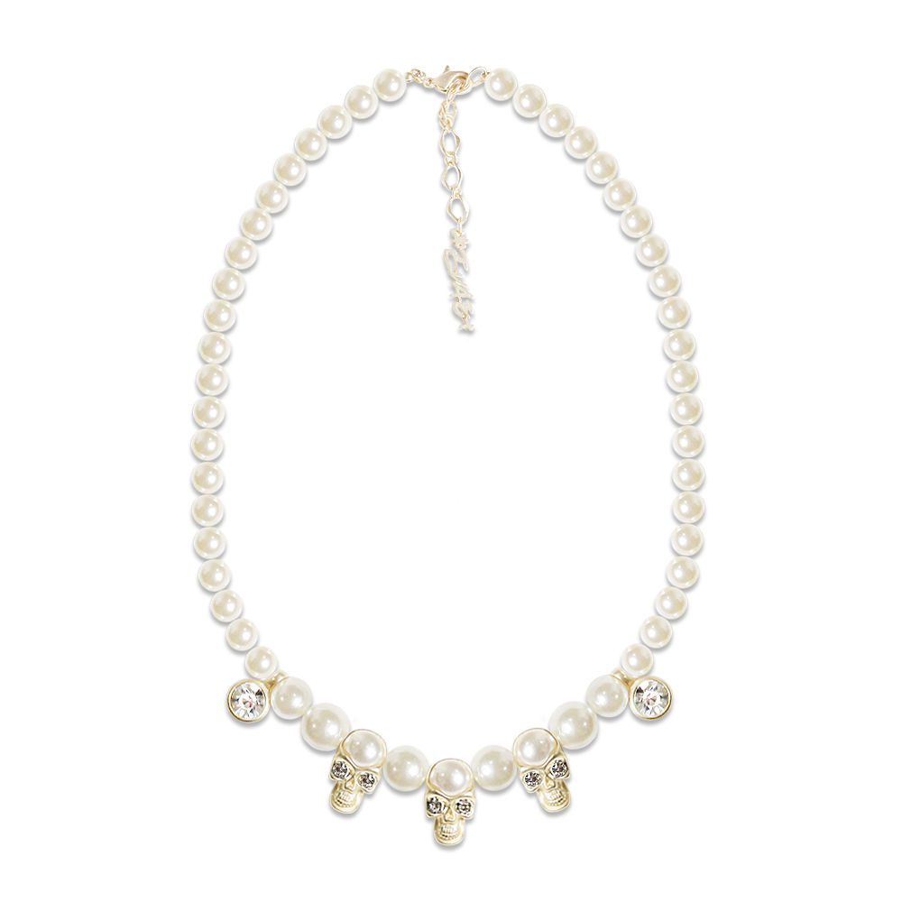 EVAE+MOB(エバーモブ)商品ページ - EVAE Skull Pearl Necklace - Gold 