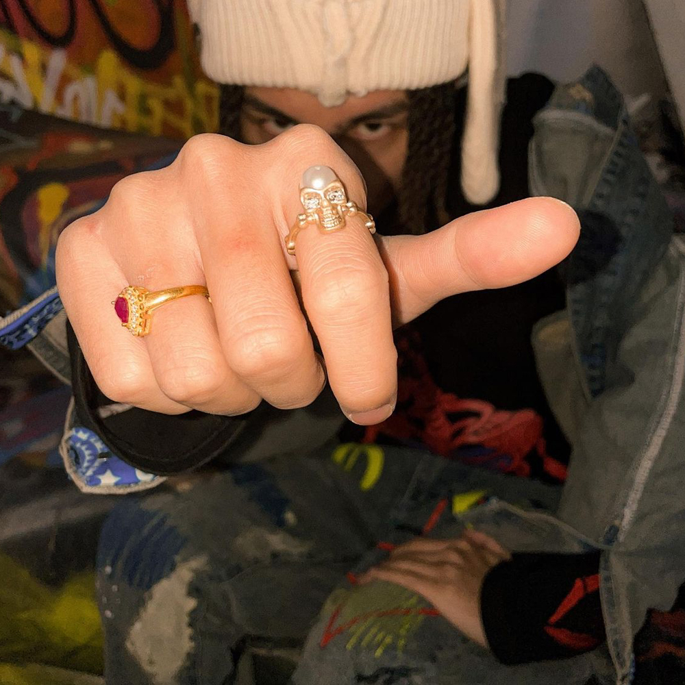 EVAE+MOB(エバーモブ)商品ページ - EVAE Skull Pearl Ring - Gold