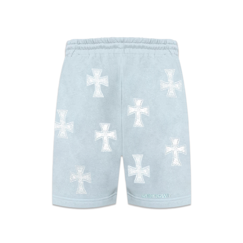 UNKNOWN LONDON(アンノウン・ロンドン)商品ページ - Cross Rhinestone Shorts - Baby-Blue -  VENTURER(ベンチュラー)