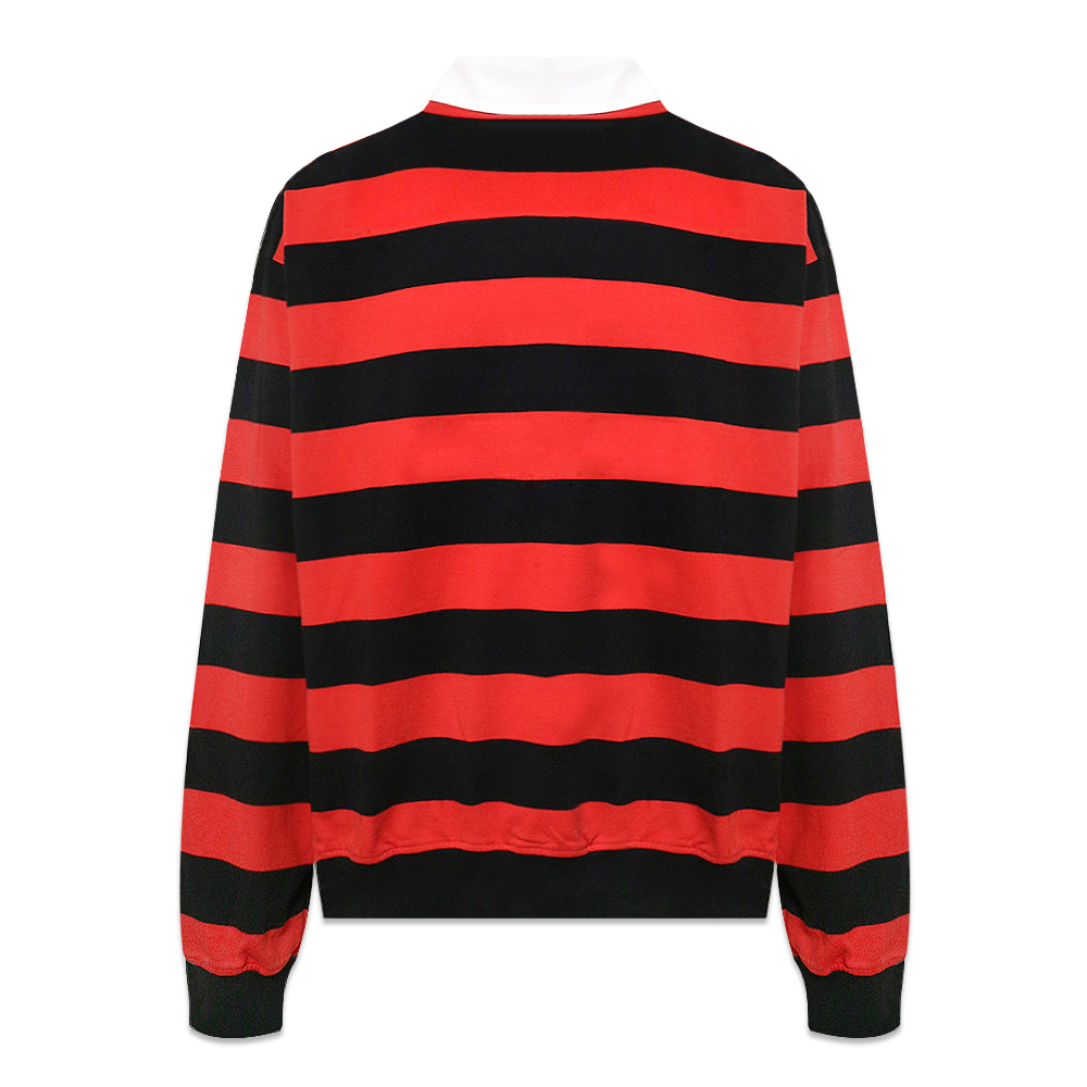 ALEXANDER WANG (アレキサンダー ワン)商品ページ - Embroidery Rugby Stripe Long Sleeve  Shirt - Bright-Red - VENTURER(ベンチュラー)