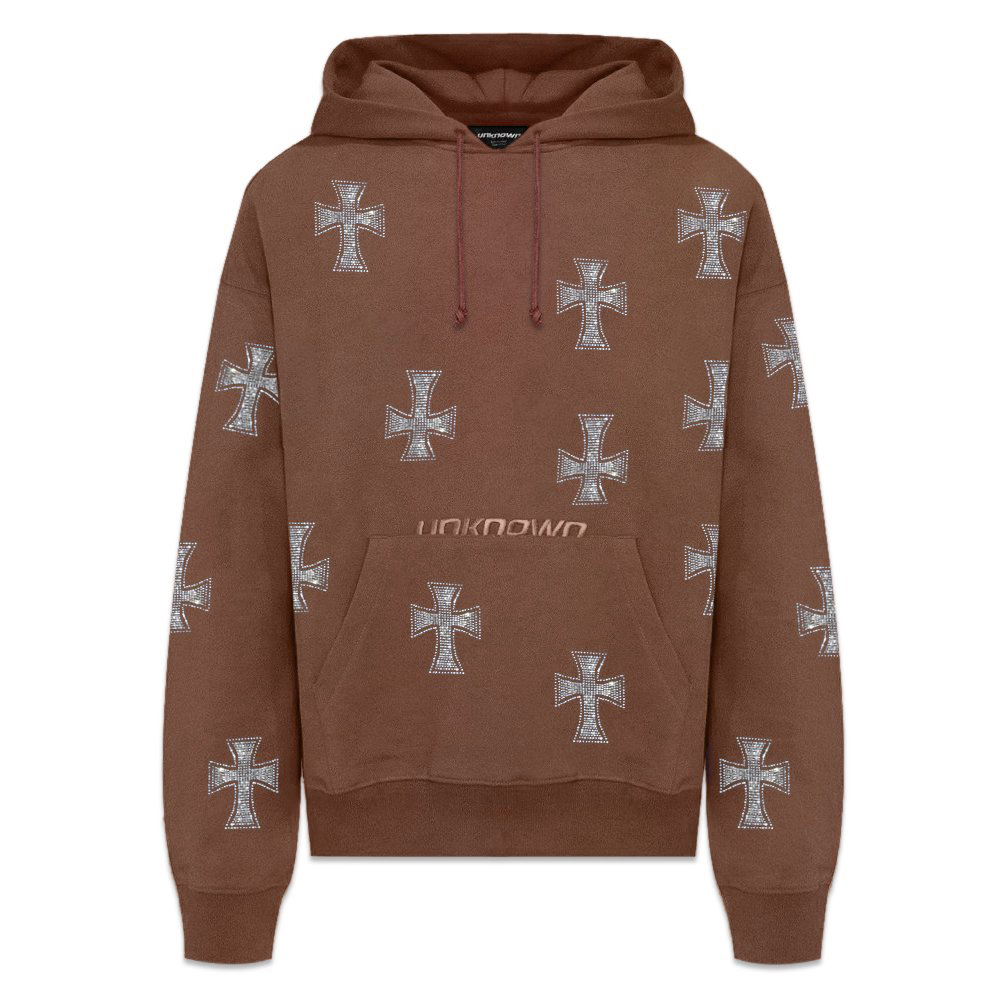 Brown Cross Rhinestone Hoodie XSサイズ