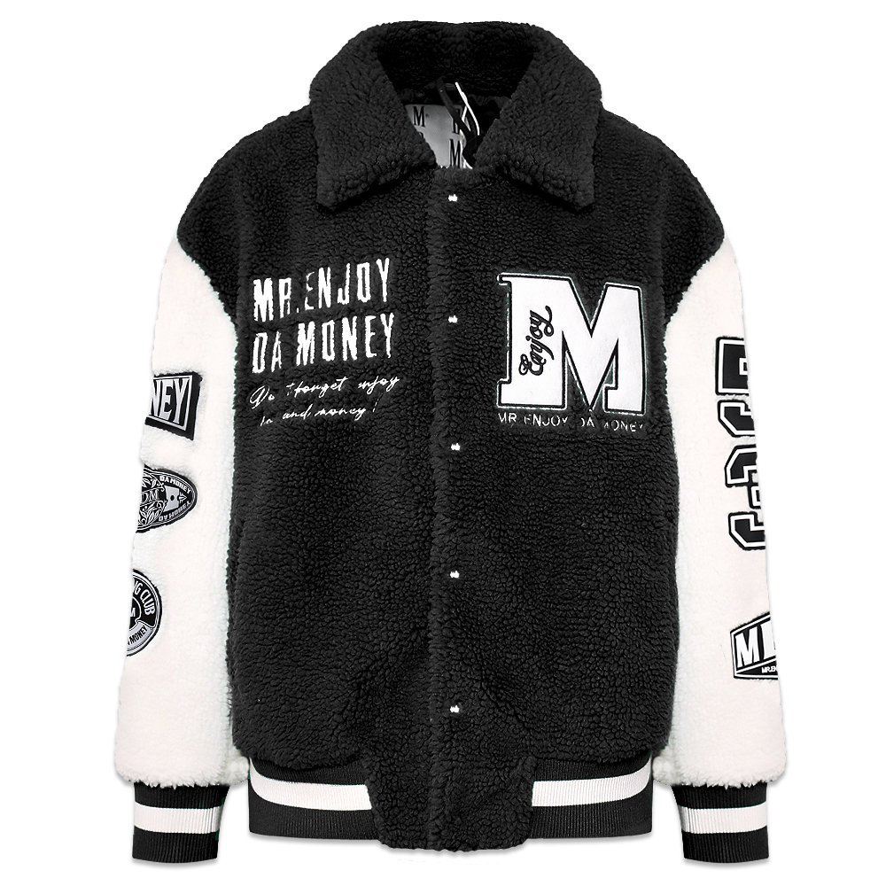 MR.ENJOY DA MONEY(ミスター・エンジョイ・ダ・マネー)商品ページ - MEDM Boa Varsity Jacket - Black  - VENTURER(ベンチュラー)
