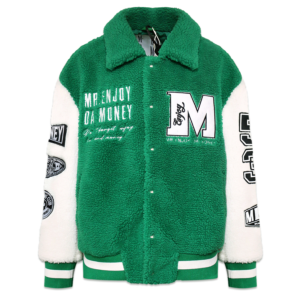 MR.ENJOY DA MONEY(ミスター・エンジョイ・ダ・マネー)商品ページ - MEDM Boa Varsity Jacket - Green  - VENTURER(ベンチュラー)