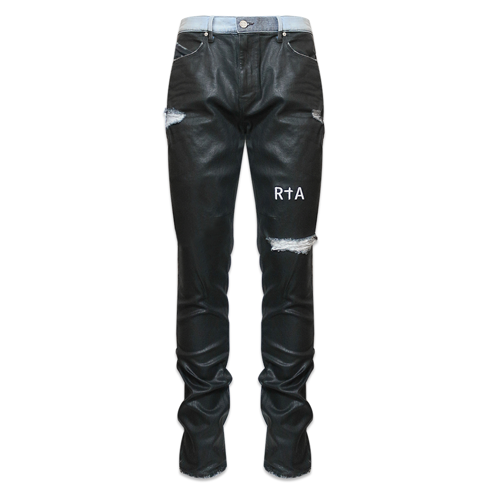 TC Leather Black denim pants